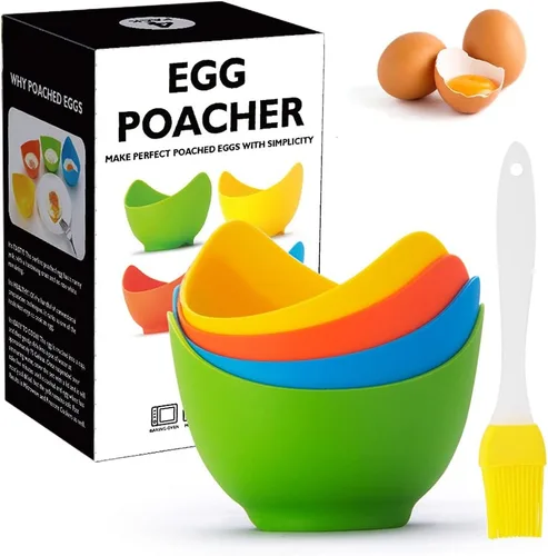 Miniatura 2 de Tazas de silicona para cocinar huevos con soportes de anillo, molde para hervir huevos para microondas, freidora de aire y cocina de estufa