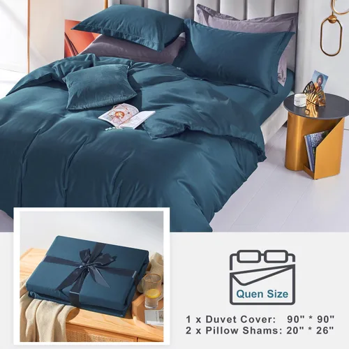 Miniatura 5 de MILDLY Juego de funda de edredón 100% algodón de fibra larga tamaño queen, juegos de funda de edredón, ropa de cama ultra suave de 3 piezas