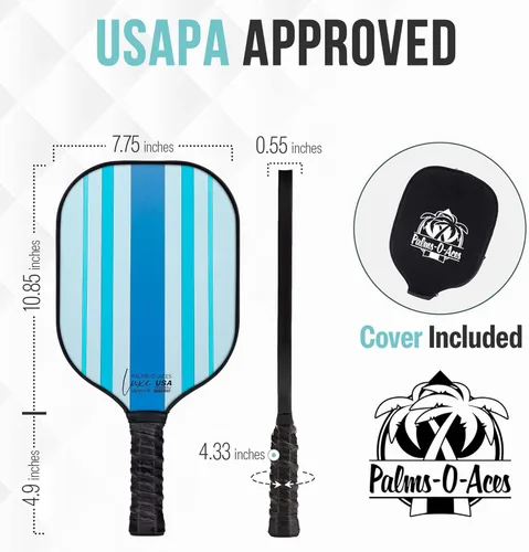 Miniatura 2 de Palms-O-Aces Carbon Fiber Pickleball Paddle – USAPA Approved 16mm T700 Graphite Paddle with Textured Spin Surface Lightweight Carbon Fiber