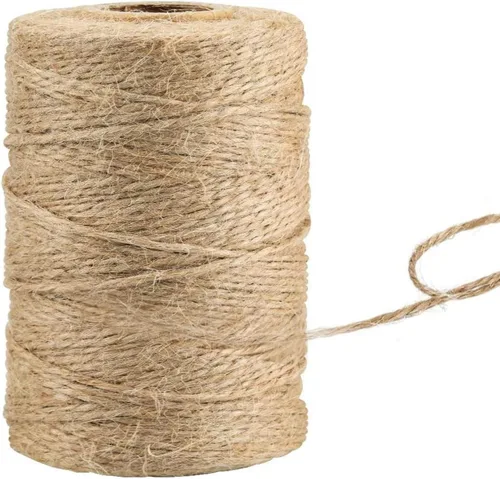 Miniatura 10 de Cuerda de yute de 3 capas de 0.079 pulgadas de diámetro, cuerda de arpillera para jardinería, artes y manualidades o envoltura de regalos, natural