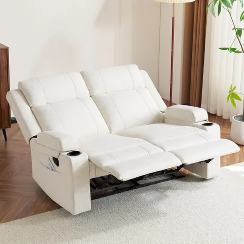 Miniatura 12 de GUEAPY Sofá Reclinable Manual Grande de 3 Plazas de Chenille Sofá Reclinable con Portavasos, Asiento Ancho, Fácil Montaje y Tela Resistente a