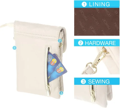 Miniatura 4 de MINICAT - Bolso cruzado para mujer, pequeño, bolsillos espaciosos, para celular, bolsa de mano para mujer