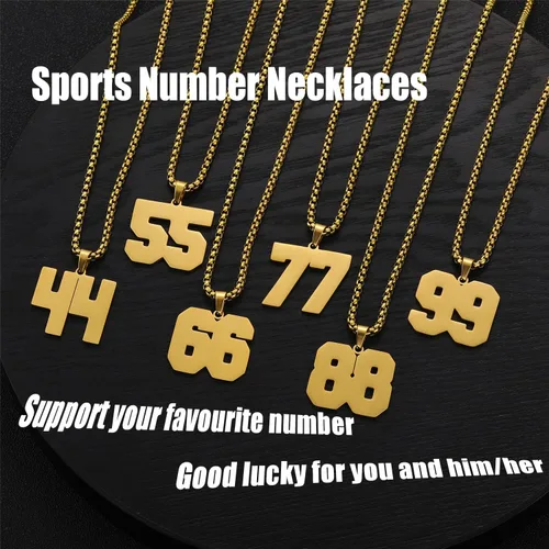 Miniatura 6 de SKQIR Number Necklace for Men Black Baseball Jersey Number Pendant for Boys Athletes Number Chain Pandent for Boys Sport Stainless Steel necklace