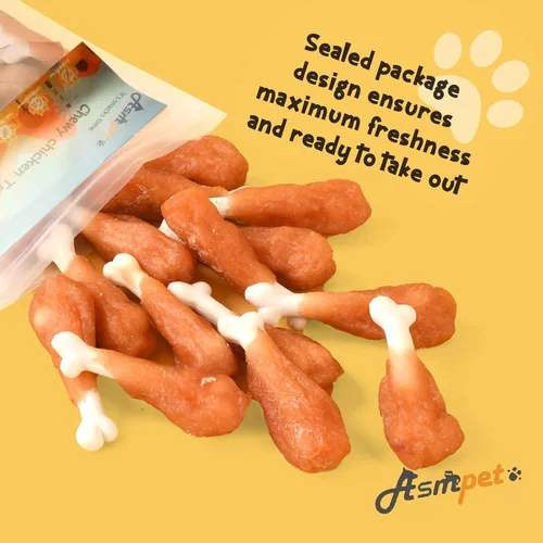 Miniatura 7 de Golosinas para perros masticables sin cuero crudo Real pollo hueso calcio bocados, dientes limpios aliento fresco golosinas de entrenamiento
