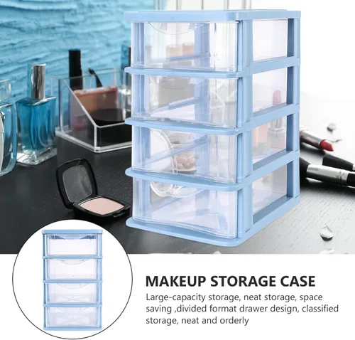 Miniatura 5 de Ipetboom Organizador de maquillaje, 1 unidad, organizador de cajones, escritorio con cajones de almacenamiento de 4 cajones, plástico