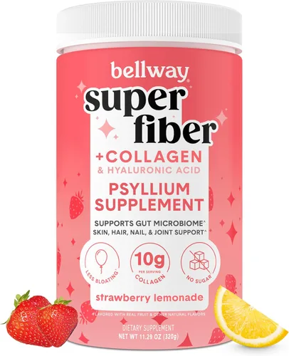 Miniatura 8 de Bellway Polvo súper fibra + colágeno, polvo de cáscara de psyllium sin azúcar con péptidos de colágeno y ácido hialurónico para la salud digestiva