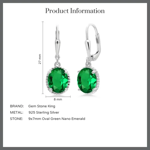 Miniatura 137 de Gem Stone King Aretes colgantes de gota para mujer, plata de ley 925, piedra natal ovalada de 0.354 x 0.276 in, joyería fina, regalos para ella