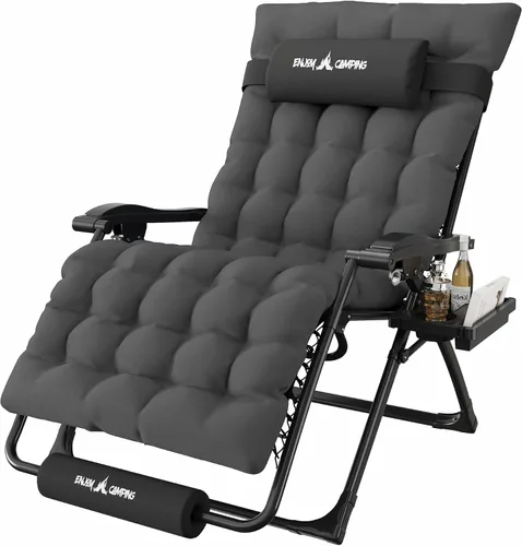Miniatura 21 de Amopatio Silla de gravedad cero de gran tamaño, silla reclinable de 29 pulgadas de ancho, con bloqueo y reposapiés mejorados, soporte para tazas