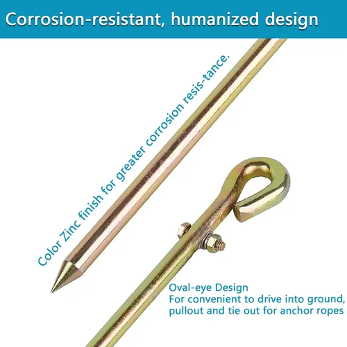 Miniatura 4 de Varilla de tierra portátil - Pasador de tierra con terminal de cable de tierra Ideal para cercas eléctricas, Fenerador, antenas, parabólicas
