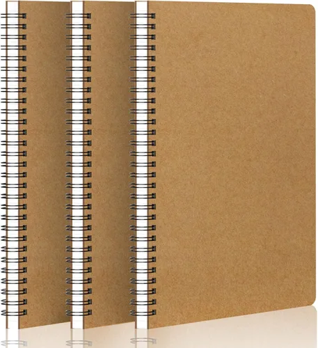 Miniatura 15 de EUSOAR Cuaderno de espiral de tapa dura, tamaño A5, paquete de 3 unidades de 5.5 x 8.3 pulgadas, 120 páginas, cuaderno de espiral con gráficos