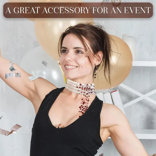 Miniatura 8 de V TOWER Collar de perlas blancas para mujer, collar de perlas falsas, accesorios estéticos góticos para mujer, collar de bisutería, collar