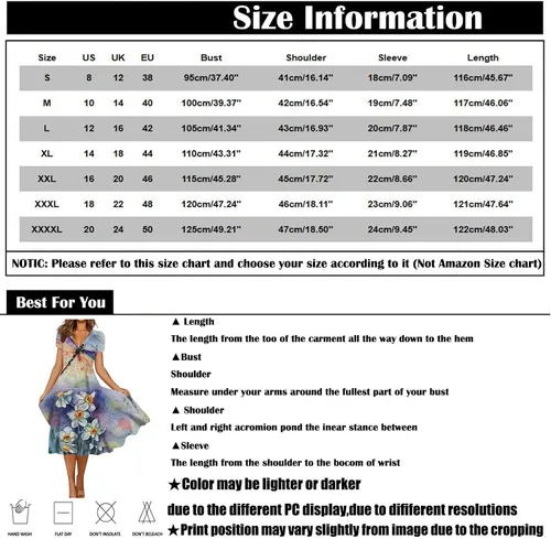 Miniatura 5 de QFVZHY Vestidos de verano 2023 para mujer, casual, a la moda, estampado floral, manga corta, cuello en V, vestidos con vuelo, tallas S-2XL
