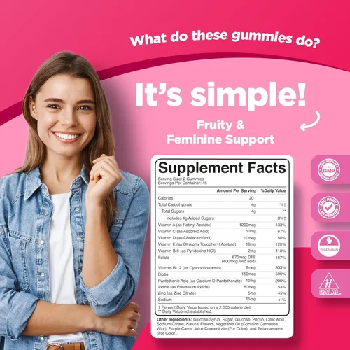 Miniatura 3 de Phytoral Vitaminas multivitamínicas en gomitas para mujeres para adultos, multivitamínico natural para mujeres, gomitas y refuerzo natural