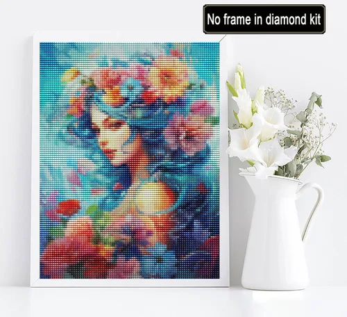 Miniatura 2 de Diymood Kit de pintura de arte de diamante 5D para adultos, flor de arte de diamante, manualidades redondas de taladro completo, imagen de mosaico