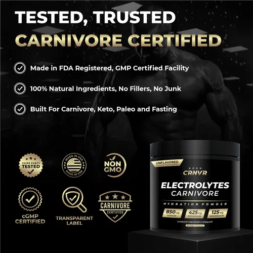 Miniatura 4 de Carnivore Electrolytes Powder – Alto en sodio (850 mg) sin sabor Cero azúcar, sin rellenos, reemplazo de electrolitos para Keto e hidratación