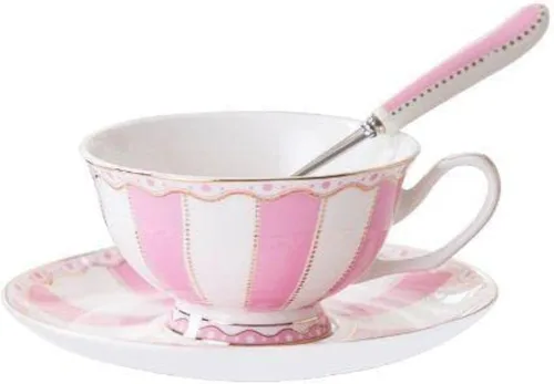 Miniatura 7 de Taza de Café de Porcelana Ósea Británica con Platillo y Cuchara para Latte Americano Tazas con Platillo Juego de Tazas de Té de Porcelana, Tazas