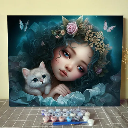 Miniatura 12 de Tucocoo Kit de pintura de corona de ángel para adultos, flores rosadas, pintura por números para niños y adultos, principiantes, hadas, ángel