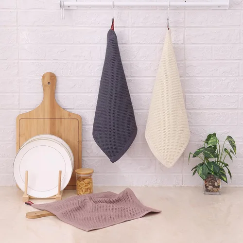 Miniatura 563 de Kitinjoy - Paños de cocina de 100 % algodón, tela de tejido gofrado, paño de limpieza ultrasuave, absorbente y de secado rápido. Beige