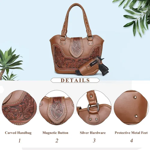 Miniatura 6 de Montana West - Bolso estilo tote occidental para mujeres, bolso de hombro con grabado. Bolsos y carteras para damas