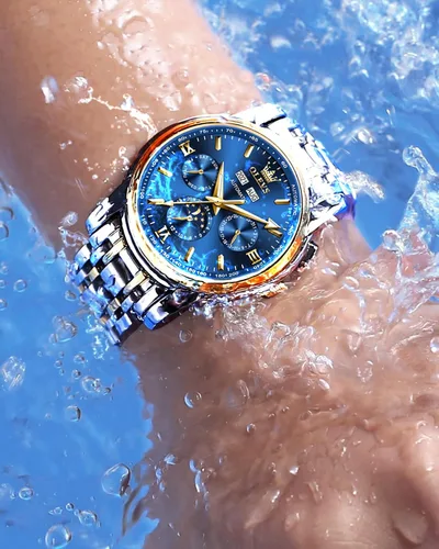 Miniatura 2 de OLEVS Relojes automáticos para hombre diseño de esqueleto Tourbillon cuerda automática reloj de pulsera de lujo fase lunar fecha impermeable