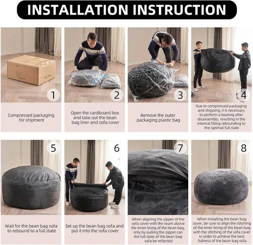 Miniatura 4 de Puf de 3 pies, puf con relleno, espuma viscoelástica altamente resistente, puf redondo de felpa, mueble para sala moderna, silla de lectura de ocio