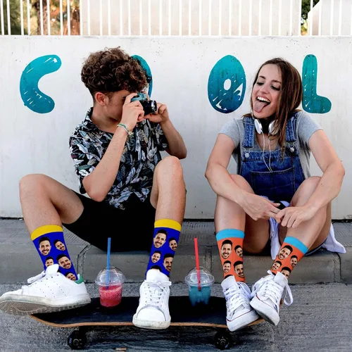 Miniatura 57 de Artsadd Calcetines personalizados para mujeres y hombres, amantes de los perros y gatos, regalos divertidos unisex personalizados