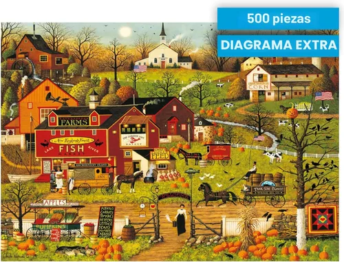 Miniatura 6 de Buffalo Games - Blackbirds Roost at Mill Creek - Charles Wysocki - Rompecabezas de otoño de 500 piezas para adultos - Escena americana de cosecha