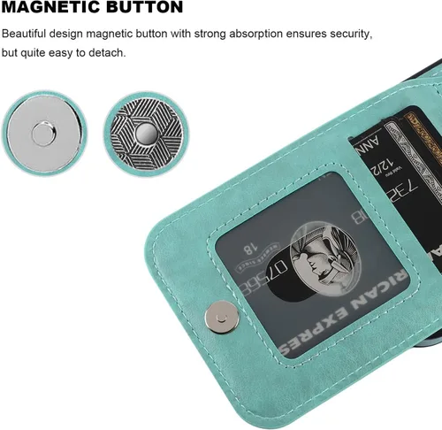 Miniatura 7 de KIHUWEY Compatible con estuche de billetera 15 con soporte para tarjeta de crédito, funda protectora de cuero premium con cierre magnético y soporte