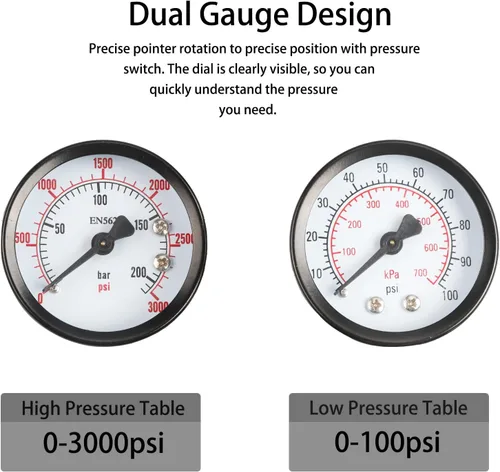 Miniatura 2 de PERA Regulador de nitrógeno de doble calibre CGA580 Regulador de cerveza de aire de gas con presión de entrega de 0-100 PSI Premium, línea de gas