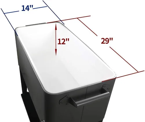 Miniatura 6 de Portable Rolling Cooler Cart 80 Quart Ice Chest Cart Trolley Rolling Cooler with Wheels, Outdoor Beverage Ice Chest for Patio with Shelf, Water Pipe