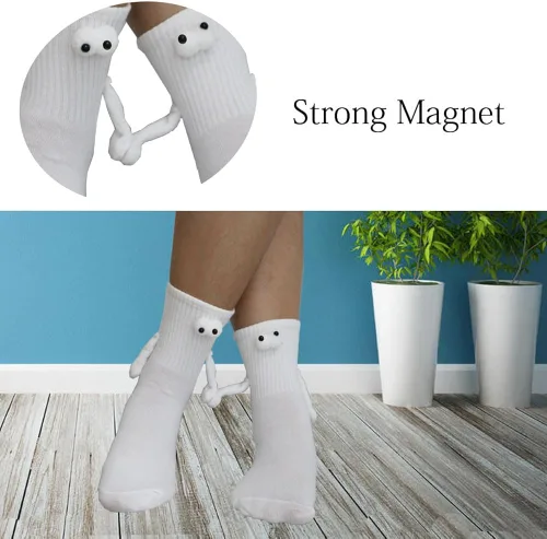 Miniatura 6 de Keauexp Hand In Hands Holding Socks Magnetic That Hold Funny Men Couple For Women, White Black Novelty Boys Girls, 3d Doll Big Eye Friendship