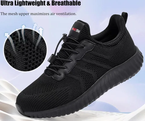 Miniatura 7 de Zapatos de trabajo antideslizantes para hombre, resistentes al agua, sin cordones, ligeros y duraderos, perfectos para servicio de alimentos, cocina