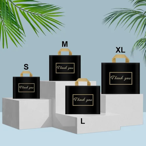 Miniatura 3 de WAKAKO Paquete de 60 bolsas de compras de agradecimiento de 12 x 10 pulgadas, con asa para pequeñas empresas, bolsas de plástico reutilizables a