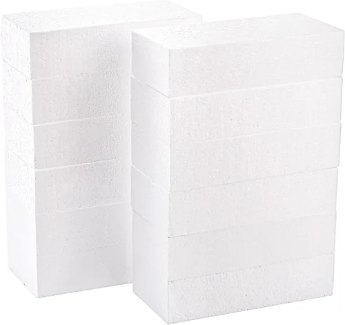 YOUEON 12 bloques de espuma para manualidades, bloques rectangulares de espuma gruesa de 8 x 4 x 2 pulgadas, ladrillos de poliestireno para artes y