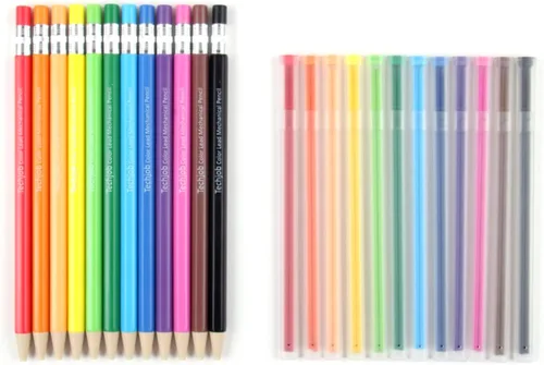 Lápiz mecánico de colores de 2.6mm para colorear y dibujar, lápices mecánicos de colores, lápices mecánicos con sacapuntas y estuche, 12 piezas con