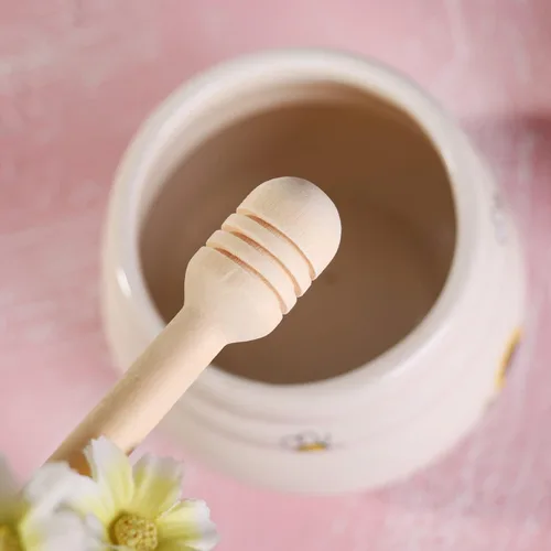 Miniatura 4 de Tarro de Miel Cerámico con Cuchara de Miel de Madera - Tarro de Miel con Cuchara - Tarro de Miel con Soporte, Gran Decoración de Abeja - Decoración
