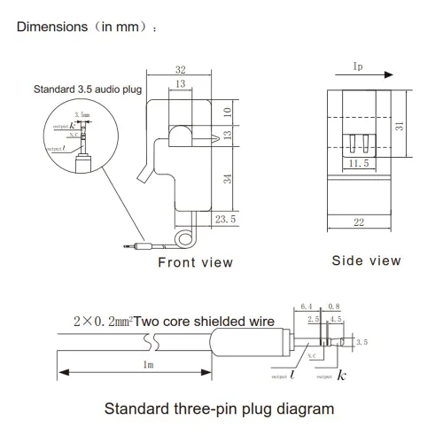 Miniatura 5 de 2 unids SCT013 no invasivo Split AC Core Transformador de corriente Sensor SCT-013-005 (5A 1V 1%)