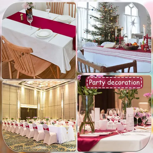 Miniatura 6 de Paquete de 5 caminos de mesa de satén de tela suave para bodas, cumpleaños, banquetes, fiestas, decoración de Navidad y festividades