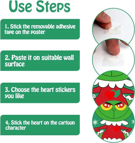 Miniatura 4 de Juegos de Navidad EMPOF - Pin The Heart Juegos de Manualidades Navideñas para Niños y Familias, Linda Decoración de Pared, Artículos de Fiesta