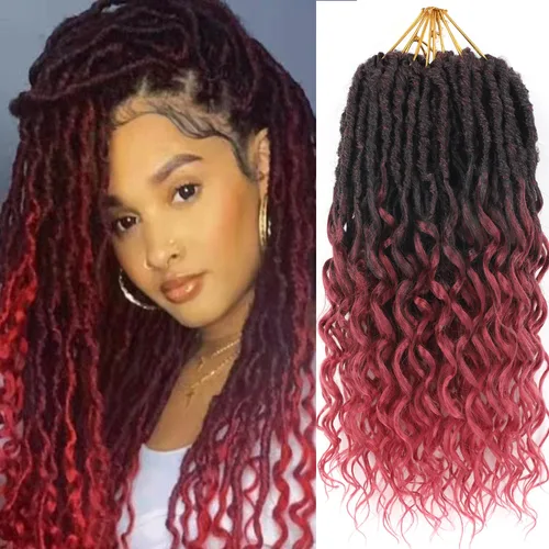 Miniatura 23 de Cabello de Ganchillo Goddess Locs de 12 Pulgadas 8 Paquetes Nuevos Locs Sintéticos Suaves Trenzas de Ganchillo Ondas Profundas Extensiones de 1b