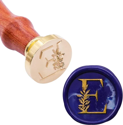 Miniatura 2 de SWANGSA Sello de cera inicial del alfabeto E, sello de cera de hojas botánicas vintage elegante para invitación de fiesta de boda, envoltura