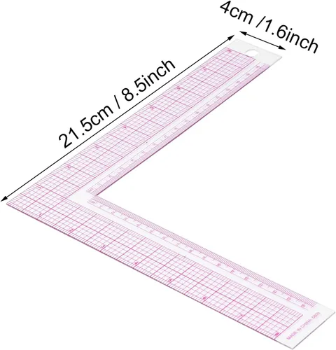 Miniatura 2 de Regla de plástico en forma de L, medida de costura, herramienta profesional a medida (5808) 8.5 x 8.5 in / 8.5 x 8.5 pulgadas 0.99-1.87 oz