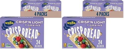 Miniatura 10 de Wasa Crisp'n Light - Pan crujiente de 7 granos, 4.9 onzas (paquete de 4), galletas, ingredientes sin OMG, mezcla de 7 granos, 20 calorías por