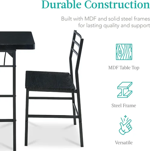 Miniatura 6 de Best Choice Products Juego de comedor moderno de 3 piezas, juego de comedor compacto para cocina, comedor, espacio pequeño con estructura de acero