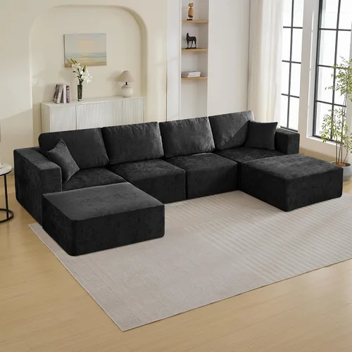 Miniatura 14 de Sofá modular Cloud de 3 plazas sin hueso de 115 pulgadas para habitación familiar, sofá sin espinas comprimida de espuma viscoelástica con asiento