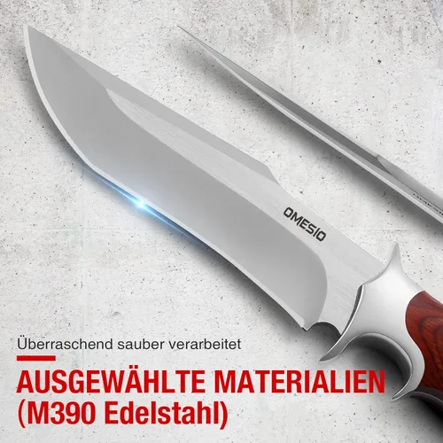 Miniatura 2 de Cuchillo Omesio de hoja fija con vaina, cuchillo de supervivencia de acero M390, Fulltang 60±1 HRC, cuchillos de hoja fija EDC para caza, cuchillos
