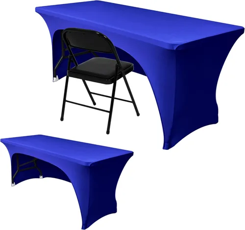 Miniatura 17 de Nasitos Paquete de 2 Manteles Ajustados de Spandex Negro para Mesas de 4 Pies - Cubierta para Mesa Plegable con Respaldo Abierto, Tela Lavable