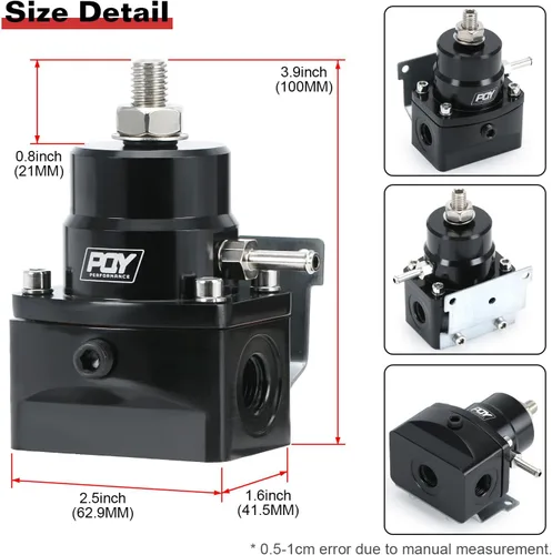 Miniatura 6 de Kit regulador de presión de combustible ajustable 3-70PSI con retorno 6AN y puerto de alimentación 6AN con conectores de mangueras de línea