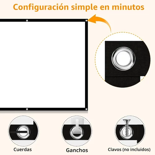 Miniatura 4 de Pantalla de proyector de 72 pulgadas, pantalla de proyector de películas 16:9 HD plegable y portátil, antiarrugas, para interior y exterior