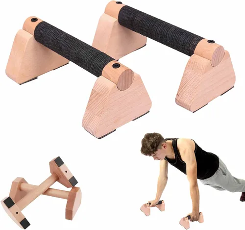 Barras paralelas de madera para calistenia – Barras de empuje de pie de mano para entrenamiento, entrenamientos en L y inmersión – Equipo de fitness